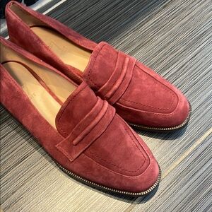 27 EDIT Red Suede Flats Moccasin Style
